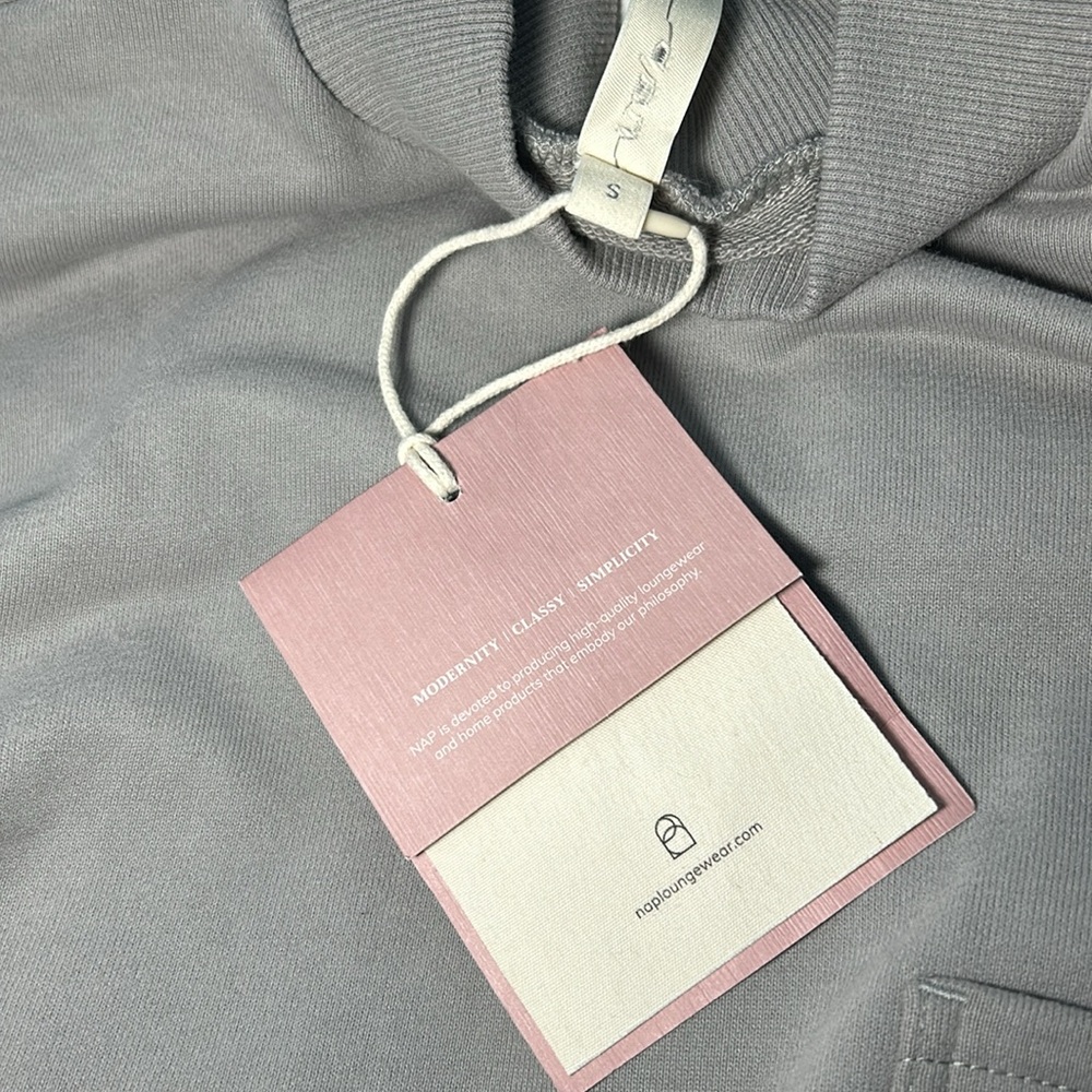 NWT Nap Loungewear Drawstring High Neck Sweatshirt Gray S - Picture 5 of 7